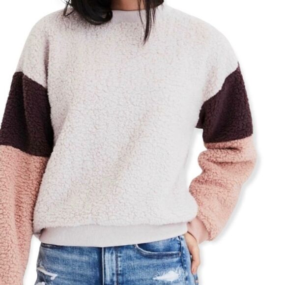 American Eagle Color Block Sherpa Style Sweatshirt Size Small - Picture 1 of 5